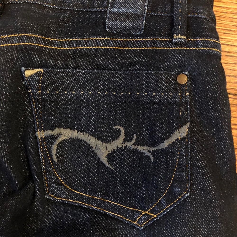 GOLDSIGN Vintage Original Early 00s Y2K Low Rise straight leg dark denim jeans - Picture 8 of 9